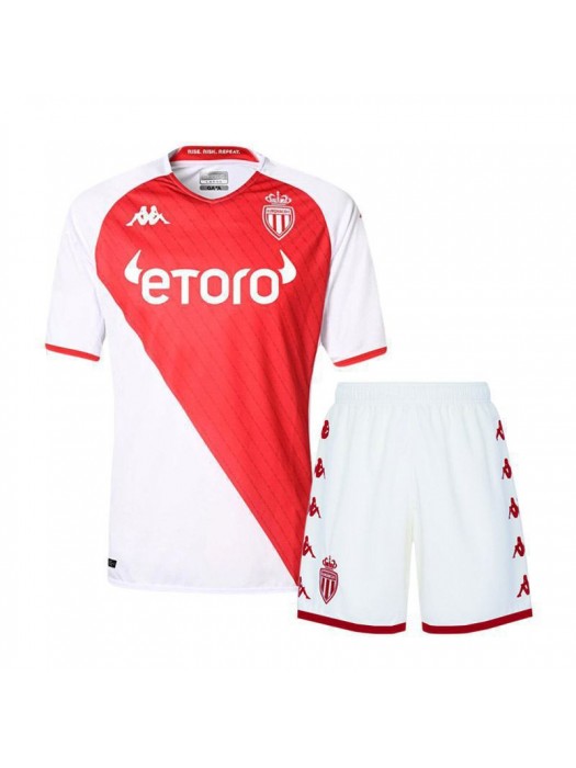 AS Monaco Home Kid Kit Soccer Jerseys Football Shirts Uniforms 2022-2023