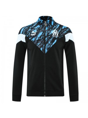 Olympique De Marseille Blue Black Soccer Jacket Men's Football Tracksuit Training 2021-2022