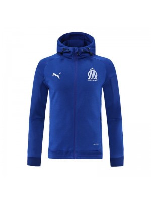 Olympique De Marseille Light Blue Soccer Hoodie Jacket Men's Football Tracksuit Training 2021-2022