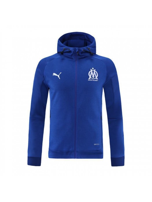 Olympique De Marseille Light Blue Soccer Hoodie Jacket Men's Football Tracksuit Training 2021-2022
