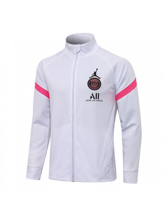 Jordan Paris Saint-Germain White Soccer Jacket Pants Football Tracksuit Uniforms 2021-2022