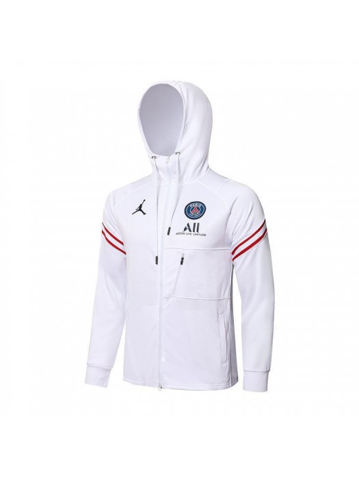 Jordan Paris Saint-Germain White Men's Football Hooded Jacket Soccer Tracksuit 2021-2022