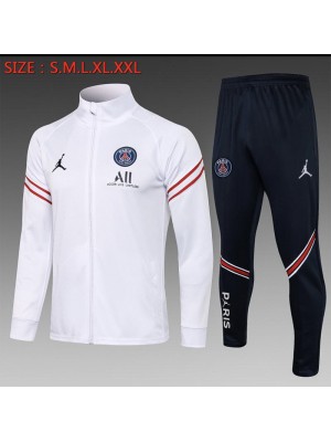 Jordan Paris Saint-Germain Kids White Jacket Soccer Tracksuit Football Sportswear 2021-2022