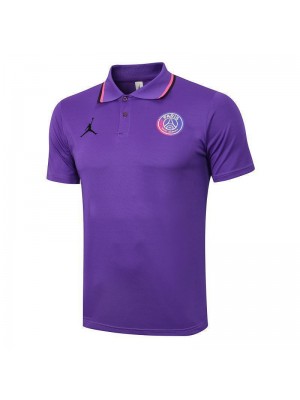 Jordan Paris Saint-Germain Purple Men's Soccer Polo Football Uniform 2021-2022