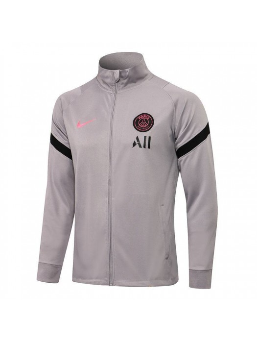 Paris Saint-Germain Light Gray Soccer Jacket Mens Football Tracksuit Uniforms 2021-2022