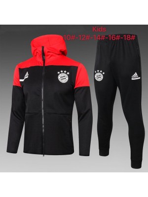 Bayern Munich Kids Red-Black Soccer Hoodie Jacket Football Tracksuit 2021-2022