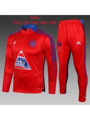 Bayern Munich Kids Red Blue Soccer Tracksuit Football Sportswear 2021-2022