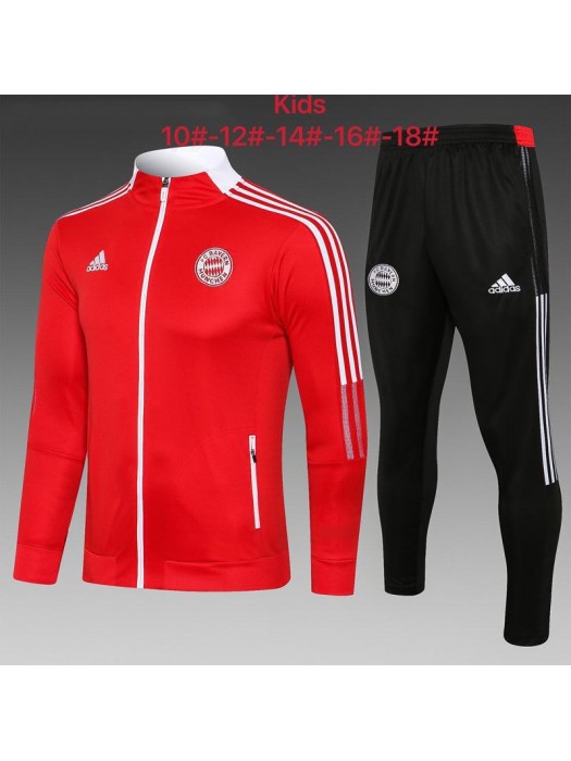 Bayern Munich Kids Red Jacket Soccer Tracksuit Football Sportswear 2021-2022