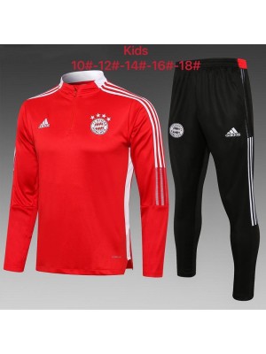 Bayern Munich Kids Red Soccer Tracksuit Football Sportswear 2021-2022
