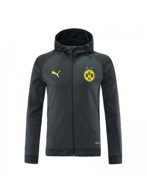 Borussia Dortmund Gray Soccer Hoodie Jacket Men's Football Tracksuit 2021-2022