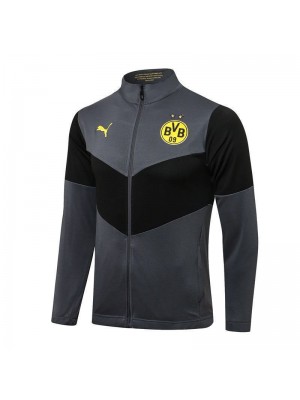 Borussia Dortmund Black Gray Men's Football Jacket Soccer Tracksuit 2021-2022