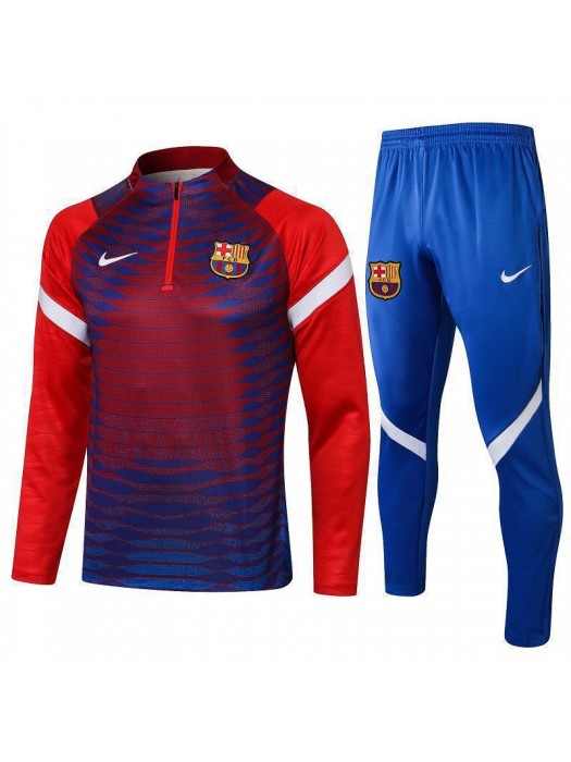 Barcelona Blue Red Sleeve Men's Soccer Tracksuit Football Kit 2021-2022