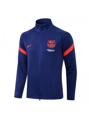 Barcelona Blue High Collar Men's Football Jacket Soccer Tracksuit 2021-2022