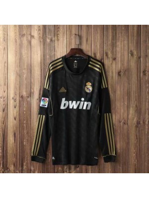 Real Madrid Black Gold Stripe Retro Long Sleeve Soccer Jerseys Mens Football Shirts 2012