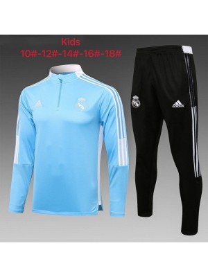 Real Madrid Kids Blue Soccer Tracksuit Football Sportswear 2021-2022