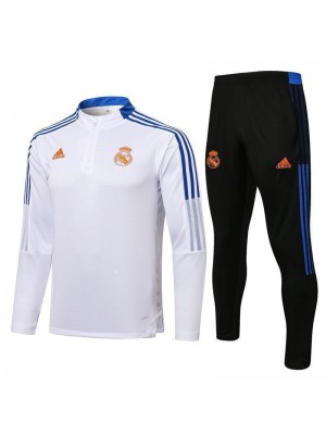 Real Madrid White Men's Soccer Tracksuit Football Kit 2021-2022