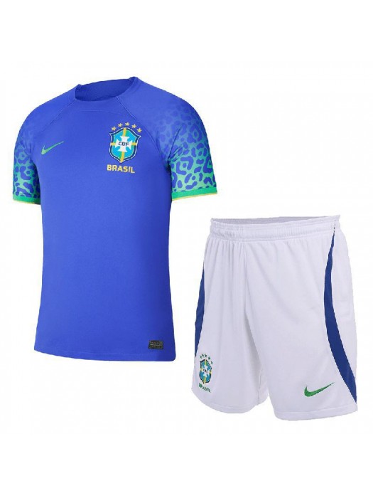 Brazil Away Soccer Jersey Kids Football Kit Youth Uniforms World Cup Qatar 2022