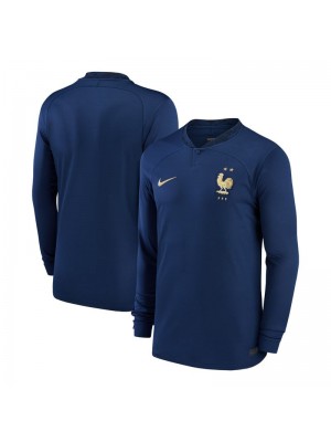 France Home Long Sleeve Soccer Jersey Football Clothes Uniforms World Cup Qatar 2022