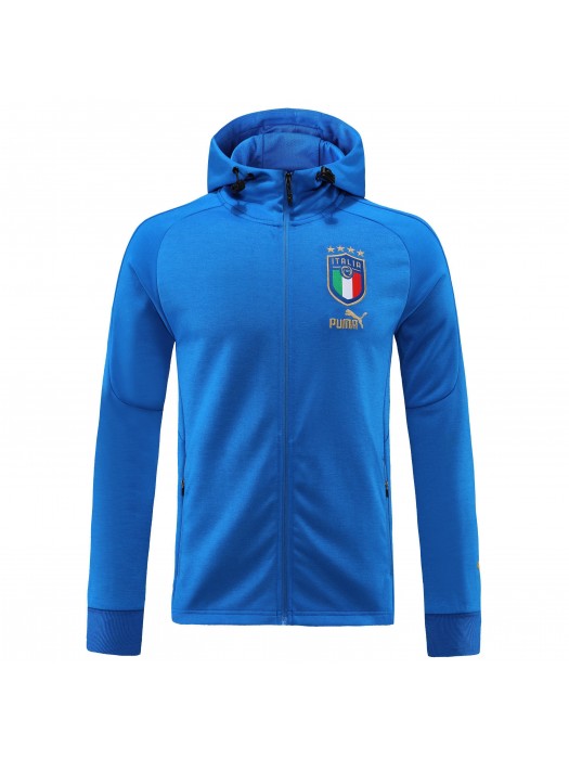 Italy Soccer Hoodie Jacket Men's Blue Football Tracksuit Set 2022-2023