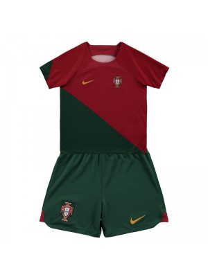 Portugal Home Soccer Jersey Kids Football Kit Youth Uniforms World Cup Qatar 2022