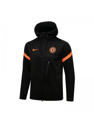 Chelsea Black Orange Men's Football Hooded Jacket Soccer Tracksuit 2021-2022