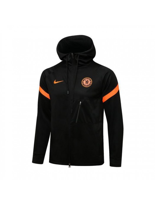 Chelsea Black Orange Men's Football Hooded Jacket Soccer Tracksuit 2021-2022