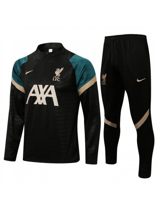 Liverpool Black Men's Soccer Tracksuit Football Kit 2021-2022