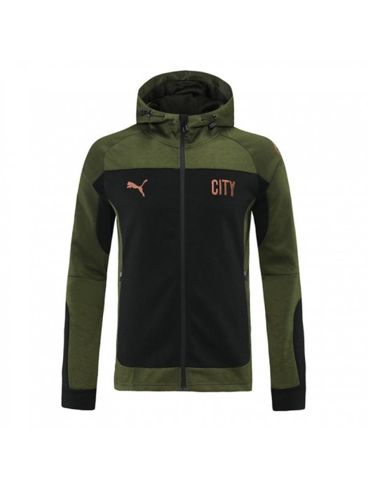 Manchester City Army Green Soccer Hoodie Jacket Men's Football Tracksuit Training 2021-2022
