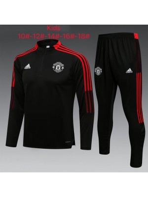 Manchester United Kids Black Soccer Tracksuit Football Sportswear 2021-2022
