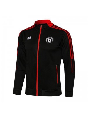 Manchester United Black Red Men's Football Jacket Soccer Tracksuit 2021-2022