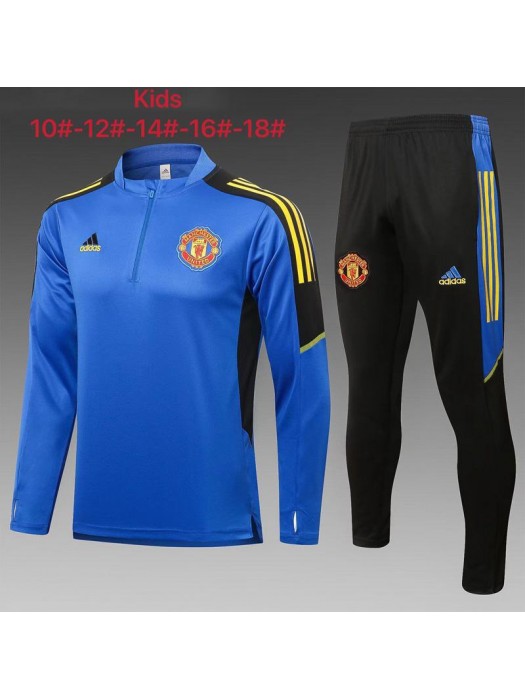 Manchester United Kids Blue Soccer Tracksuit Football Sportswear 2021-2022