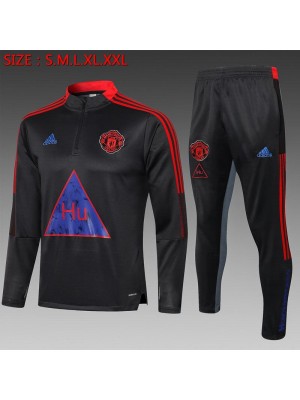 Manchester United Kids Dark Gray Soccer Tracksuit Football Sportswear 2021-2022