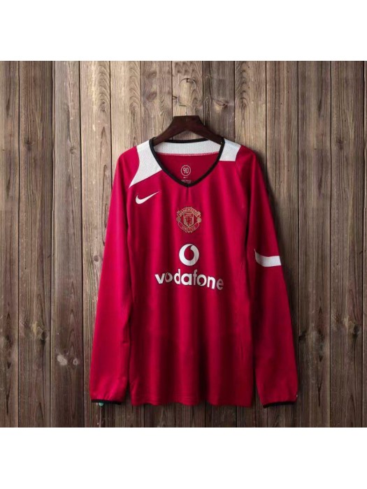 Manchester United Home Long Sleeve Retro Mens Soccer Jersey Football Shirt 2004-2006