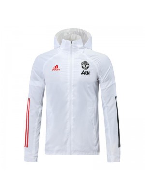 Manchester United White Red Black Soccer Windbreaker Jacket Men's Football Tracksuit 2021-2022