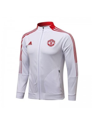 Manchester United White Red Men's Football Jacket Soccer Tracksuit 2021-2022