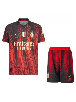 AC Milan Fourth Soccer Kids Kit Youth Football Shirts Children Uniform 2022-2023