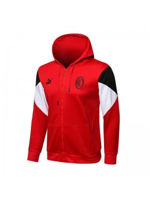 AC Milan Red-Black-White Men's Soccer Hooded Jacket Tracksuit Football Kit 2021-2022