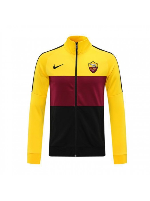 AS Roma Black Yellow Soccer Jacket Men's Football Tracksuit 2021-2022