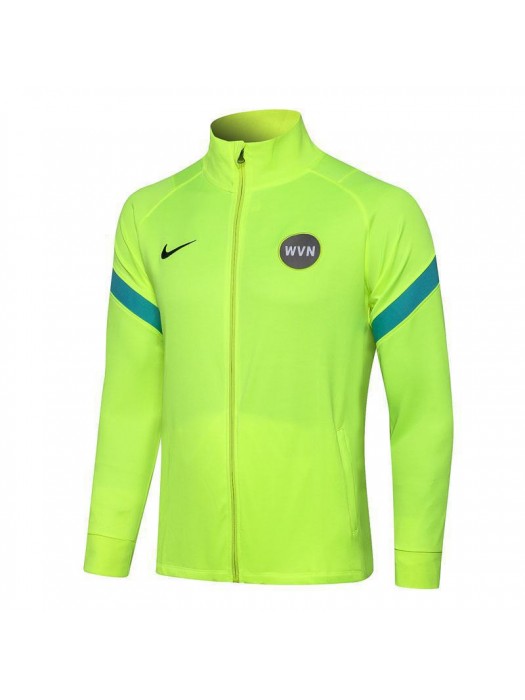 Inter Milan Fluorescent Green High Neck Soccer Jacket Pants Mens Football Tracksuit Uniforms 2021-2022