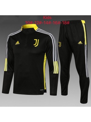 Juventus Kids Black Soccer Tracksuit Football Sportswear 2021-2022