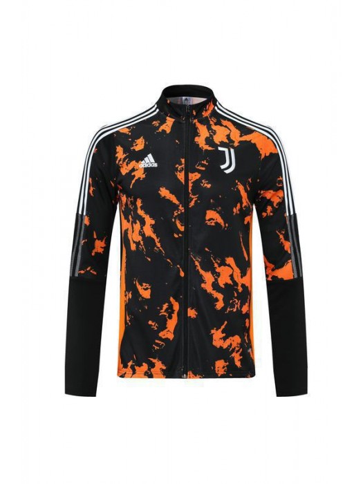 Juventus Black Orange Soccer Jacket Men's Football Tracksuit Training 2021-2022