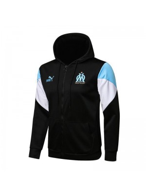 Olympique de Marseille Black Men's Football Hooded Jacket Soccer Tracksuit 2021-2022