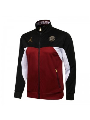 Jordan Paris Saint-Germain Black/Red Soccer Jacket Pants Mens Football Tracksuit Uniforms 2021-2022