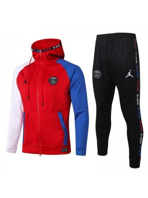 Jordan Paris Saint Germain White-Red-Blue Kids Kit Football Hoodie Jacket Soccer Tracksuit 2020-2021