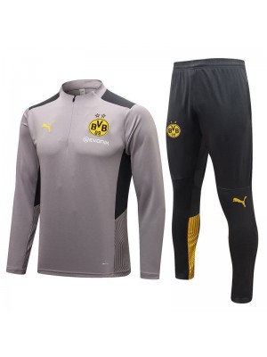 Borussia Dortmund Gray Men's Soccer Tracksuit Football Kit 2021-2022