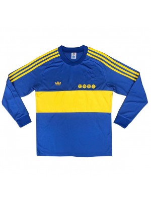 Boca Juniors Long Sleeve Retro Home Soccer Jerseys Mens Football Shirts Uniforms 1981