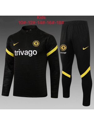 Chelsea Kids Black Soccer Tracksuit Football Sportswear 2021-2022