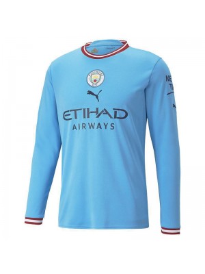 Manchester City Home Long Sleeve Soccer Jerseys Men's Football Shirts Uniforms 2022-2023