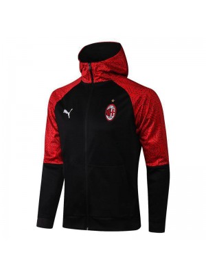 AC Milan Black Soccer Hoodie Jacket Mens Football Tracksuit Uniforms 2021-2022