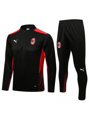 AC Milan Black Red Men's Soccer Tracksuit Football Kit 2021-2022
